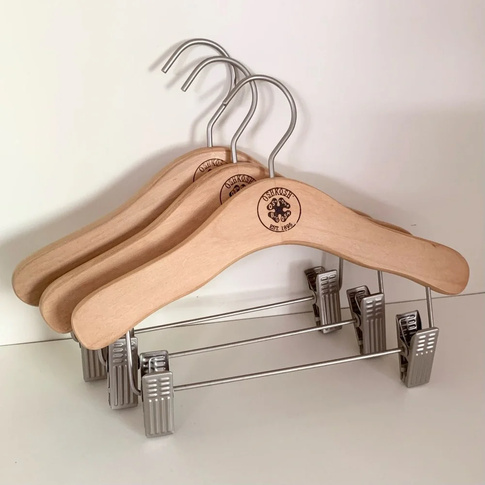 Vintage Oshkosh b gosh wood and matte Steele hangers